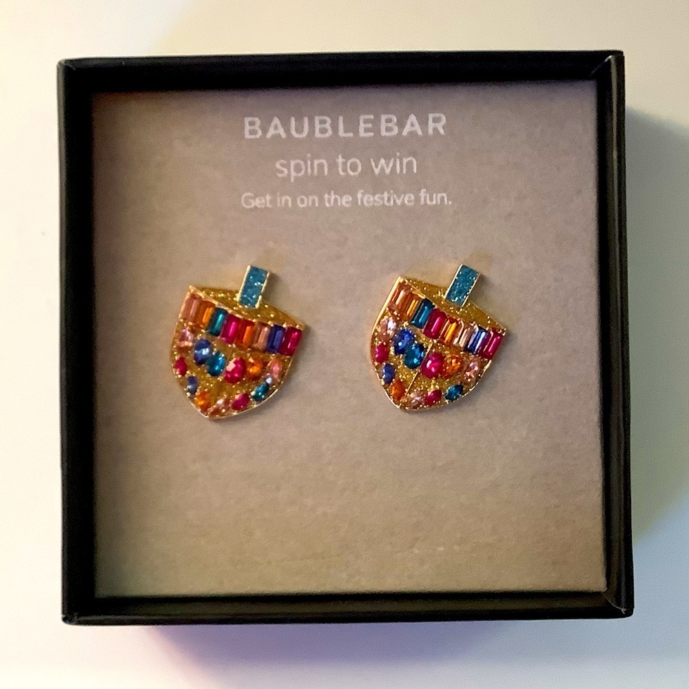 BaubleBar Crystal Dreidel Hanukkah Earrings New